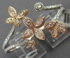 ESTATE EXTRA LARGE 1.2CT DIAMOND 14K WHITE & ROSE GOLD FLOWER DOUBLE FINGER RING