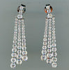 LARGE 1.64CT DIAMOND 14K WHITE GOLD ROUND GRADUATING TRIPLE BAR HANGING EARRINGS