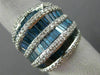 ESTATE MASSIVE 5.05CT ROUND & BAGUETTE WHITE & BLUE DIAMOND 14KT WHITE GOLD RING