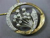ANTIQUE LARGE 2.5CT OLD MINE CUT DIAMOND 14K TWO TONE GOLD FLOWER PENDANT #2490