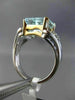 LARGE 3.32CT DIAMOND & AAA AQUAMARINE 14K 2 TONE GOLD TRIANGULAR ENGAGEMENT RING