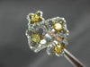 ESTATE LARGE 1.69CT WHITE & FANCY YELLOW DIAMOND 18KT TWO TONE GOLD CLOVER RING