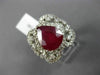 ESTATE EXTRA LARGE 5.29CT DIAMOND & AAA PEAR SHAPE RUBY 14KT WHITE GOLD 3D RING