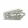 ESTATE WIDE .91CT DIAMOND 18KT WHITE GOLD 3D MULTI ROW CRISS CROSS FUN LOVE RING