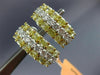 ESTATE WIDE 5.22CT WHITE & FANCY YELLOW DIAMOND 18KT 2 TONE GOLD 3 ROW EARRINGS