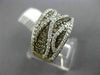 WIDE .82CT WHITE & CHOCOLATE FANCY DIAMOND 14KT YELLOW GOLD MULTI ROW WAVE RING