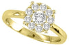ESTATE .75CT DIAMOND 14KT YELLOW GOLD 3D ROUND CLASSIC CLUSTER FLOWER LOVE RING