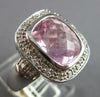 4.15CT DIAMOND & AAA PINK QUARTZ 14K WHITE GOLD CUSHION & ROUND MULTI HEART RING