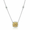 ESTATE .75CT WHITE & FANCY YELLOW DIAMOND 18KT 2 TONE GOLD DOUBLE HALO NECKLACE