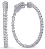 ESTATE .45CT DIAMOND 14KT WHITE GOLD 3D CLASSIC HOOP HANGING EARRINGS