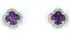 .90CT DIAMOND & AAA AMETHYST 14KT WHITE GOLD 4 LEAF CLOVER FLOWER STUD EARRINGS