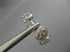 ESTATE LARGE 2.18CT DIAMOND 18KT WHITE GOLD 3D HALO OVAL HUGGIE HANGING EARRINGS