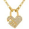.18CT DIAMOND 14K YELLOW GOLD 3D LOCK & KEY HEART SHAPE ADJUSTABLE LOVE NECKLACE