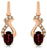 1.30CT DIAMOND & AAA RHODOLITE 14KT ROSE GOLD 3D OVAL & ROUND HANGING EARRINGS