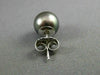 ESTATE AAA GREY TAHITIAN PEARL 14KT WHITE GOLD CLASSIC STUD EARRINGS 8mm #24419
