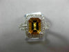 ESTATE  2.14CT DIAMOND & AAA CITRINE 14KT WHTIE GOLD DOUBLE HALO ENGAGEMENT RING