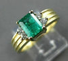 ESTATE .91CT DIAMOND & EMERALD 14KT YELLOW GOLD RECTANGLE ENGAGEMENT RING #19177