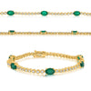 3.0CT DIAMOND AAA EMERALD 14KT YELLOW GOLD OVAL & ROUND ETERNITY TENNIS BRACELET