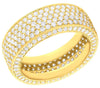 LARGE 3.91CT DIAMOND 14K YELLOW GOLD MULTI ROW ETERNITY WEDDING ANNIVERSARY RING