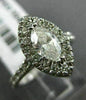 ESTATE LARGE 1.0CT ROUND & MARQUISE DIAMOND 14K WHITE GOLD HALO ENGAGEMENT RING