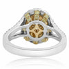 ESTATE 1.63CT WHITE & FANCY YELLOW DIAMOND 18KT 2 TONE GOLD HALO ENGAGEMENT RING
