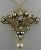 ANTIQUE DIAMOND PEARL 14K YELLOW GOLD OPEN FILIGREE VICTORIAN PIN PENDANT #2360