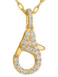 .35CT DIAMOND 14KT YELLOW GOLD CLASSIC LOBSTER CLASP ADJUSTABLE FLOATING PENDANT