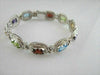 ESTATE 27CT MULTI COLOR EMERALD CUT 14K W GOLD BRACELET