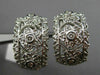 ESTATE LARGE 1.0CT DIAMOND 14KT WHITE GOLD 3D FLOWER CLIP ON HANGING EARRINGS