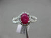ESTATE 1.55CT DIAMOND & RUBY 14KT WHITE GOLD OVAL HALO FILIGREE ENGAGEMENT RING
