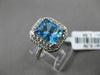 ESTATE LARGE 3.20CT DIAMOND & AAA BLUE TOPAZ 14KT WHITE GOLD 3D EMERALD CUT RING
