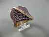 ESTATE LARGE 2.73CT DIAMOND & PINK SAPPHIRE 18KT 2 TONE GOLD MULTI ROW LEAF RING