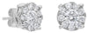 ESTATE .48CT DIAMOND 14KT WHITE GOLD 3D ROUND CLASSIC HALO FLOWER STUD EARRINGS