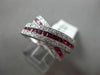 ESTATE WIDE 1.65CT DIAMOND & RUBY 14KT WHITE GOLD FILIGREE CRISS CROSS LOVE RING