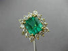 ESTATE LARGE 5.36CT DIAMOND & AAA EMERALD 18K YELLOW GOLD FLOWER ENGAGEMENT RING