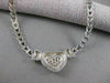 ESTATE .39CT ROUND DIAMOND 14KT WHITE GOLD PAVE HEART NECKLACE F/G VS  #11994
