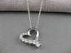 ESTATE .77CTW DIAMOND HEART JOURNEY 14K WHITE GOLD PENDANT + CHAIN