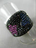 ESTATE 2.85CT BLACK DIAMOND & AAA MULTI COLOR SAPPHIRE 18KT GOLD BUTTERFLY RING