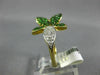 ESTATE LARGE 1.05CT DIAMOND & AAA TSAVORITE 14KT YELLOW GOLD 3D FLOWER LOVE RING
