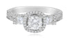 1.66CT DIAMOND 14KT WHITE GOLD ROUND & PRINCESS 3 STONE SQUARE ENGAGEMENT RING