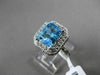 ESTATE LARGE 3.20CT DIAMOND & AAA BLUE TOPAZ 14KT WHITE GOLD 3D EMERALD CUT RING