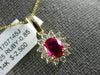 ESTATE 1.10CT DIAMOND & AAA RUBY 14KT YELLOW GOLD 3D OVAL FLOWER CLASSIC PENDANT