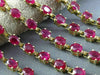 ESTATE WIDE 26.91CT DIAMOND & RUBY 14KT YELLOW GOLD 3D MULTI ROW TENNIS BRACELET