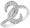ESTATE .32CT DIAMOND 14KT WHITE GOLD 3D DOUBLE ROW LOVE KNOT HOOK LOVE RING