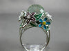 EXTRA LARGE 14.14CT DIAMOND AAA GREEN AMETHYST & ENAMEL 18KT WHITE GOLD FUN RING