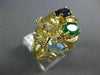 ANTIQUE LARGE 3.08CT DIAMOND & AAA MULTI GEM 14KT YELLOW GOLD 3D RING #17769