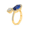 LARGE 3.25CT DIAMOND & AAA SAPPHIRE 18KT YELLOW GOLD MULTI SHAPE SOLITAIRE RING