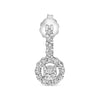 .85CT DIAMOND 14KT WHITE GOLD CLASSIC ROUND FLOWER SHARED PRONG HANGING EARRINGS