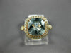 ESTATE WIDE 2.08CT DIAMOND & AAA AQUAMARINE 14K ROSE GOLD SQUARE ENGAGEMENT RING