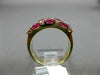 ESTATE 1.58CT ROUND DIAMOND & AAA BAGUETTE RUBY 14KT YELLOW GOLD THREE ROW RING